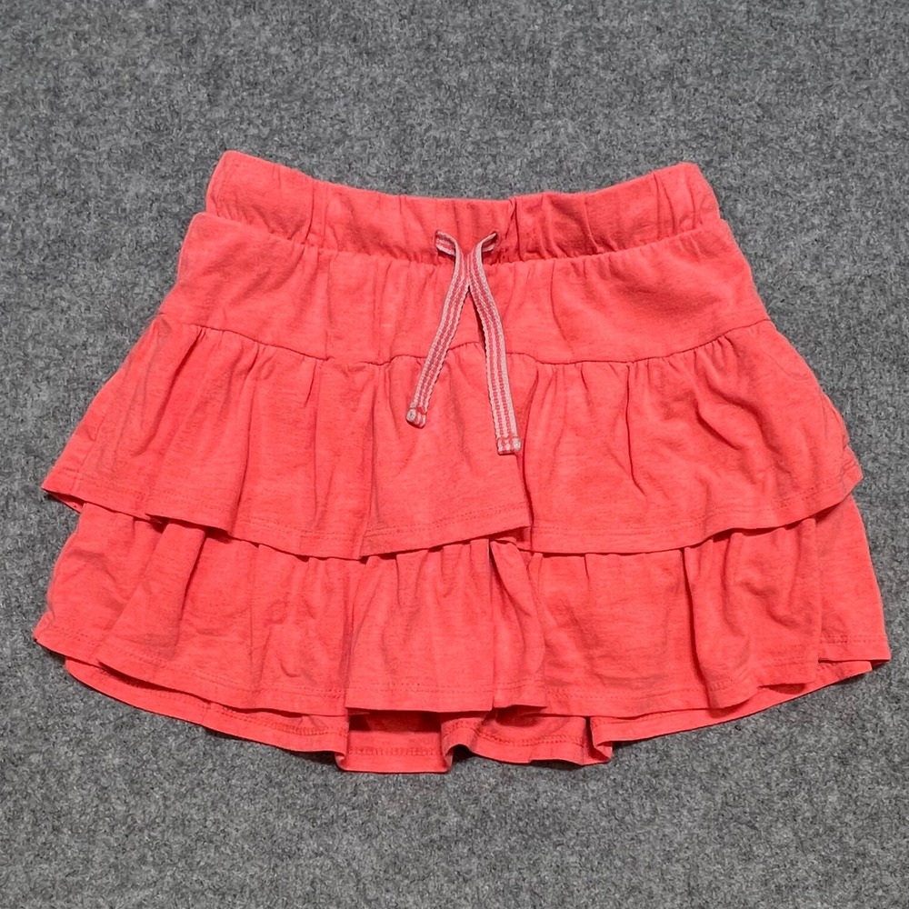 Cat & Jack Girls Coral Pink Tiered Ruffle Skort Size M‎ 7/8 Jersey Knit Shorts